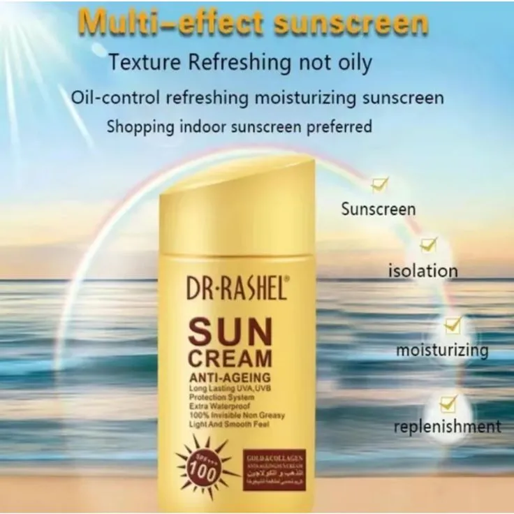 واقي شمس دكتور راشيل المضاد للشيخوخة بالذهب والكولاجين (DR·RASHEL Anti-Ageing Sun Cream SPF 100)